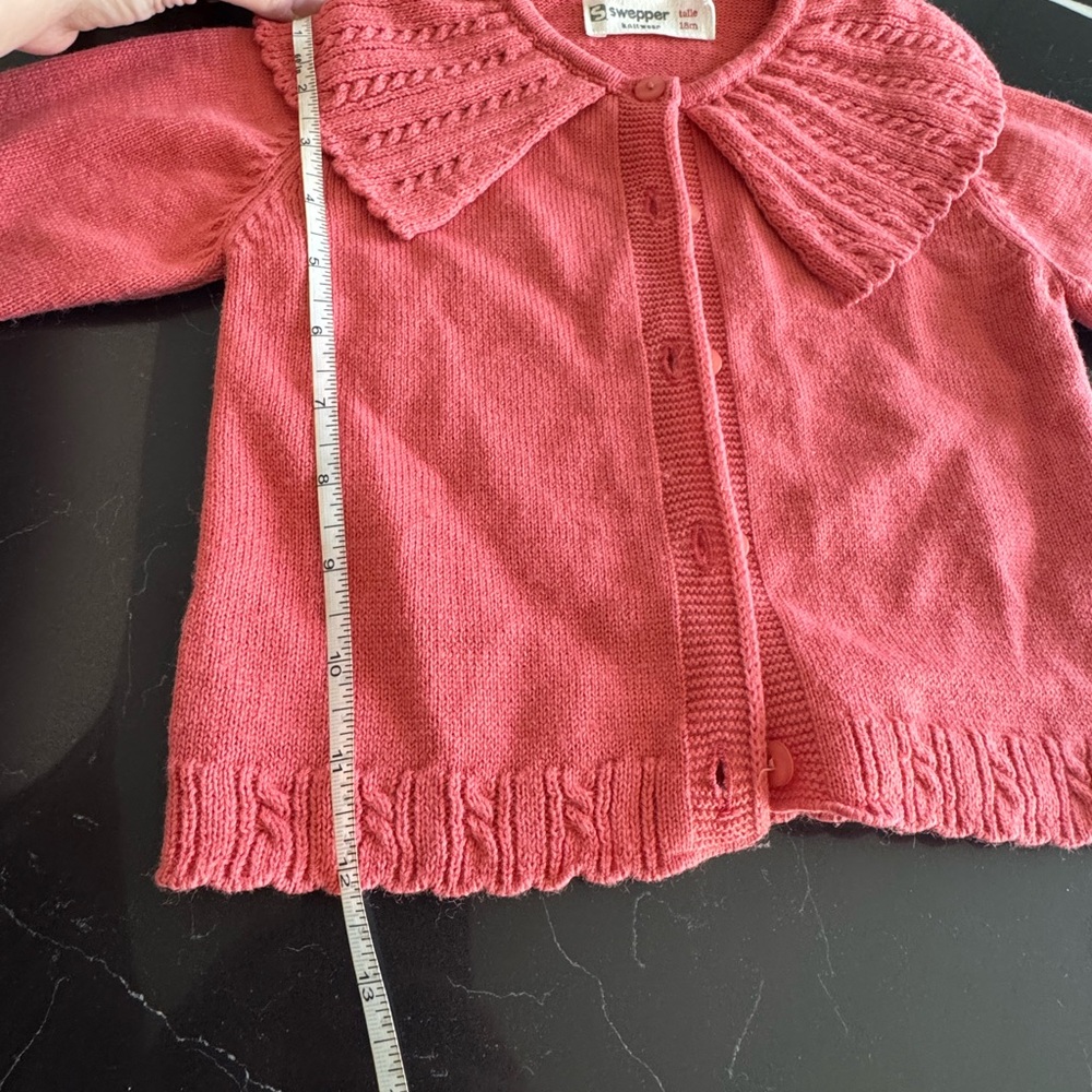Button-Up Cardigan with Ruffled‎ Collar - Picture 6 of 7